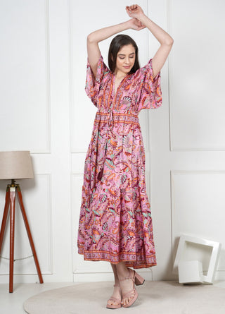 Comfortable long silk dress