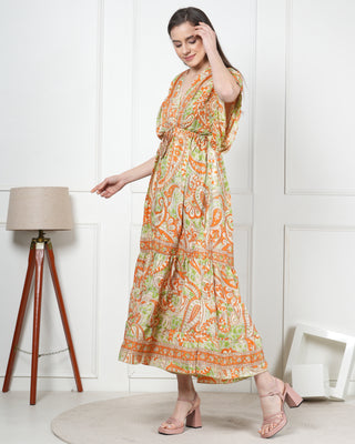 Comfortable long silk dress