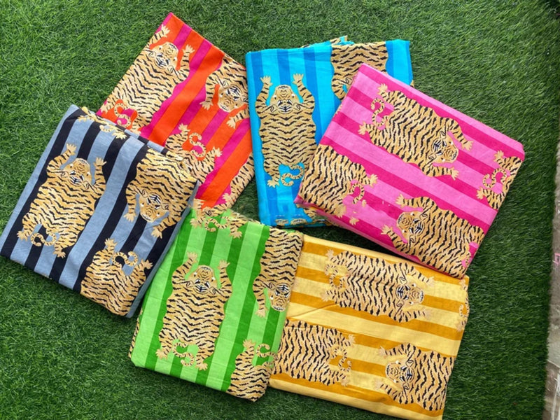 Stripe tiger print cotton fabric