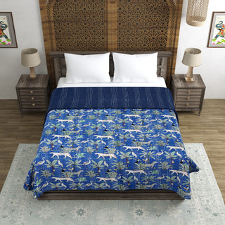 jungle print Blue kantha quilt