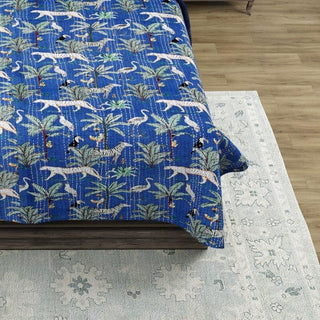 jungle print Blue kantha quilt