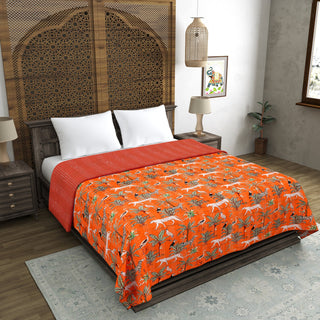 jungle print orange kantha quilt