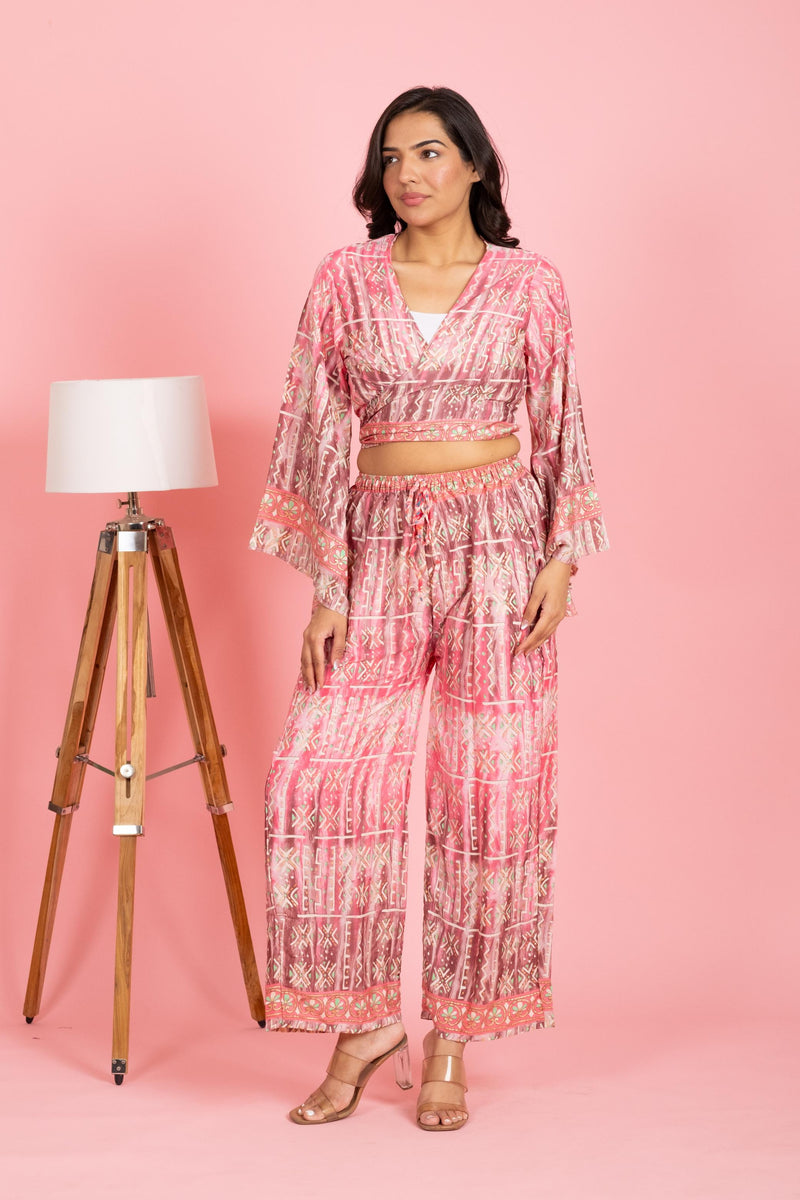 Silk Handmade Summer Bell Sleeve Crop Top