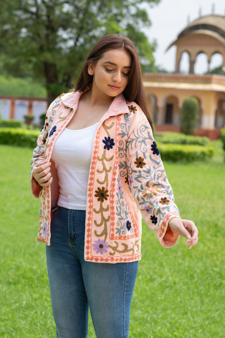 Long floral suzani embroidery jacket