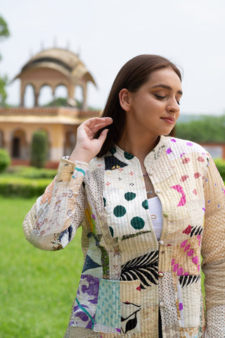 White patchwork silk jacket