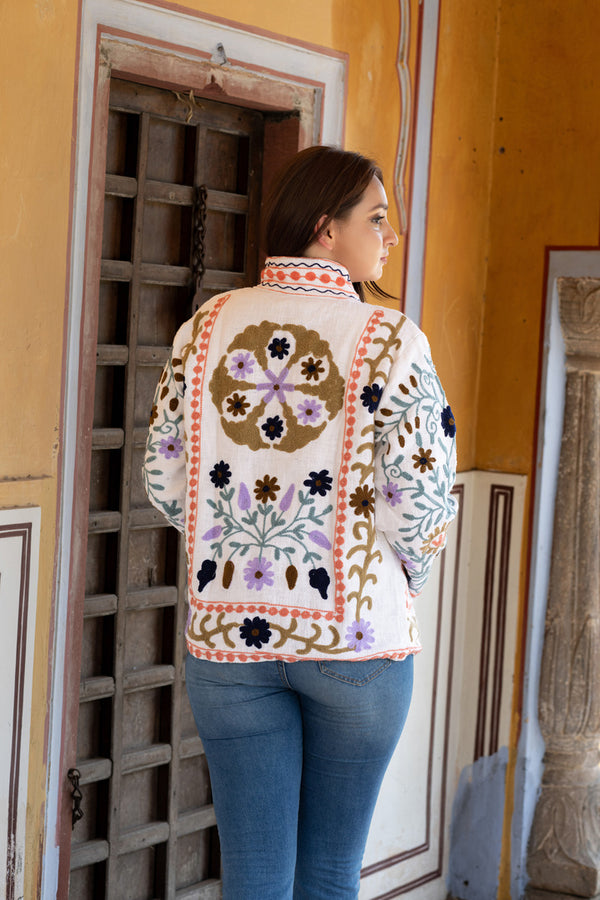 Long floral suzani embroidery jacket