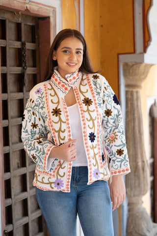 Long floral suzani embroidery jacket