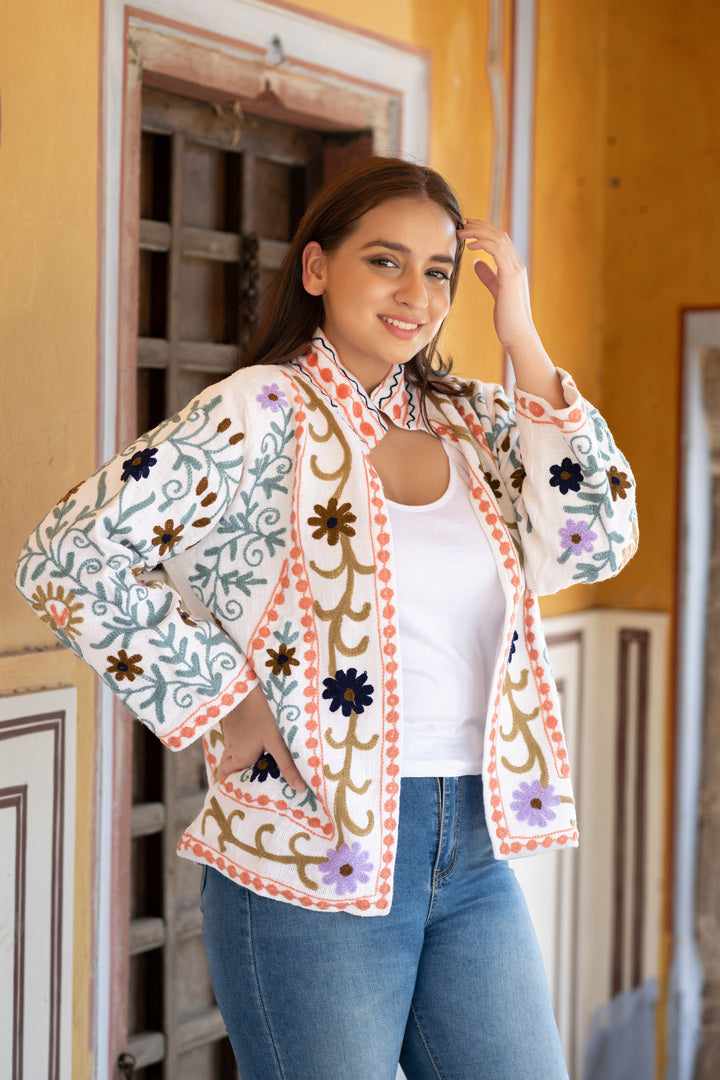 Long floral suzani embroidery jacket