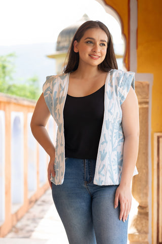 white suzani sleeve-less vest