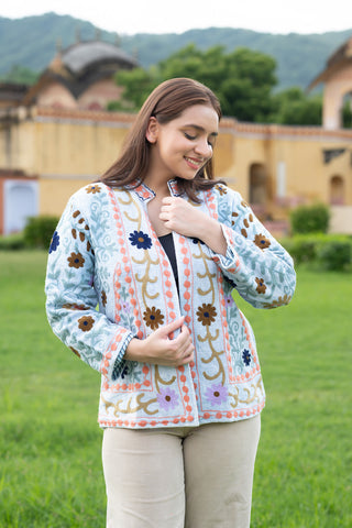 Long floral suzani embroidery jacket