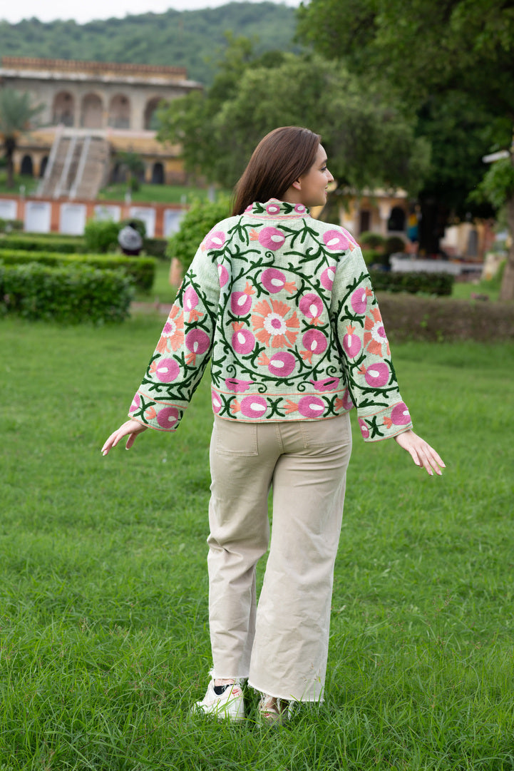 Floral embroidery cotton jacket