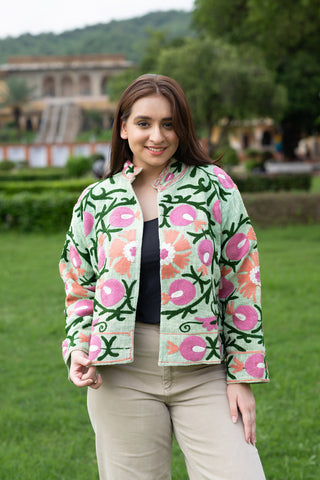 Floral embroidery cotton jacket