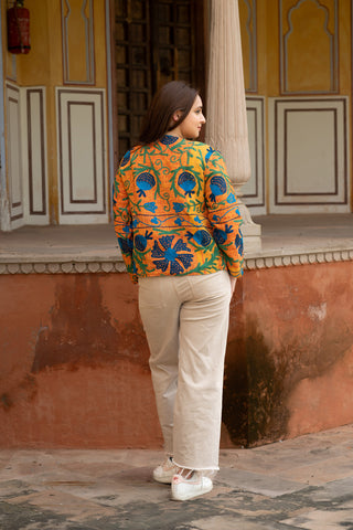 Vintage Kantha Jacket with Intricate Embroidery