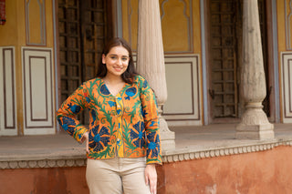 Vintage Kantha Jacket with Intricate Embroidery