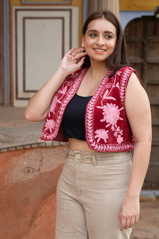 Red velvet vest for best outfit match