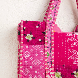 Pink patchwork tote bag