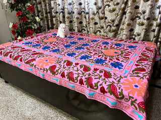 Cotton Suzani Throw Blanket Hand Embroidery kantha quilt