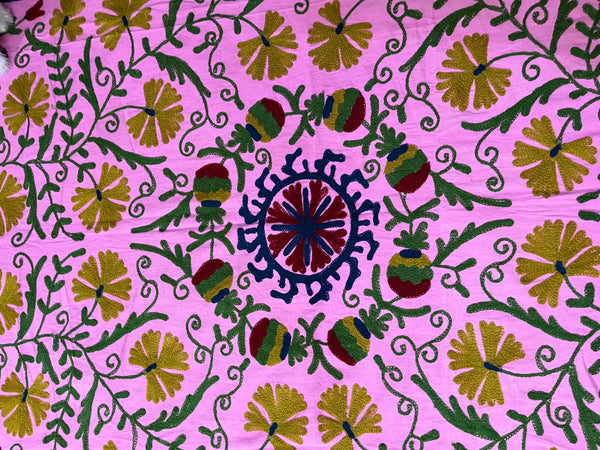 Pink handmade suzani embroidery kantha quilt (Copy)