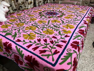 Pink handmade suzani embroidery kantha quilt (Copy)