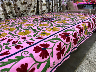 Pink handmade suzani embroidery kantha quilt (Copy)