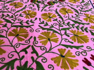 Pink handmade suzani embroidery kantha quilt (Copy)