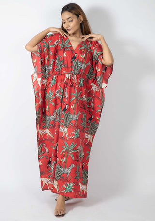 Red Safari print kaftan