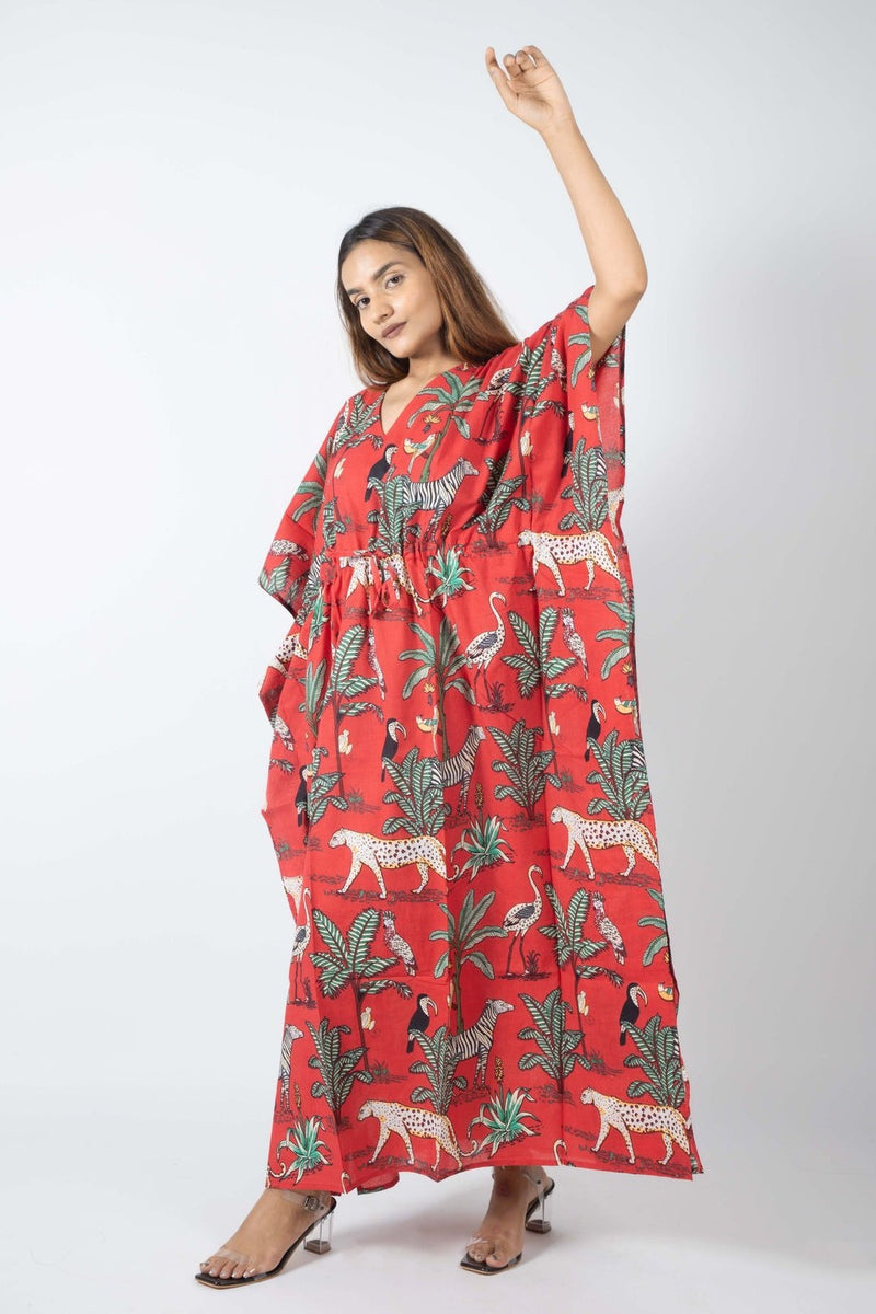 Red Safari print kaftan