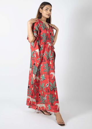 Red Safari print kaftan