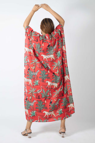 Red Safari print kaftan