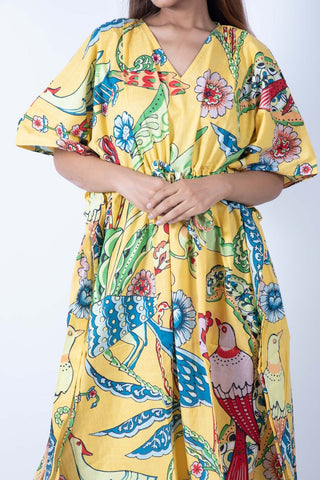 Eagle print cotton kaftan