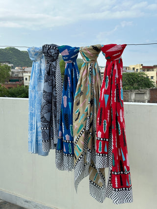 Cotton Sarong| Block Print Sarong Pareo| Cotton Boho Scarf