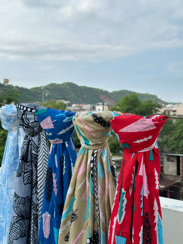 Cotton Sarong| Block Print Sarong Pareo| Cotton Boho Scarf