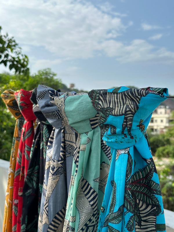 Screen Print Cotton Pareo Scarves