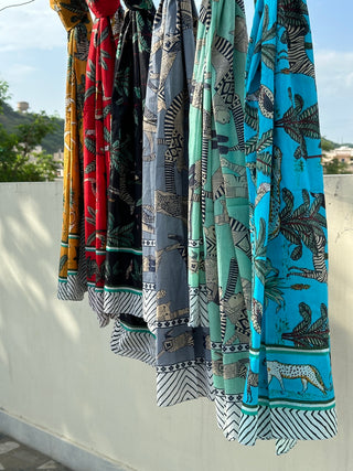 Screen Print Cotton Pareo Scarves