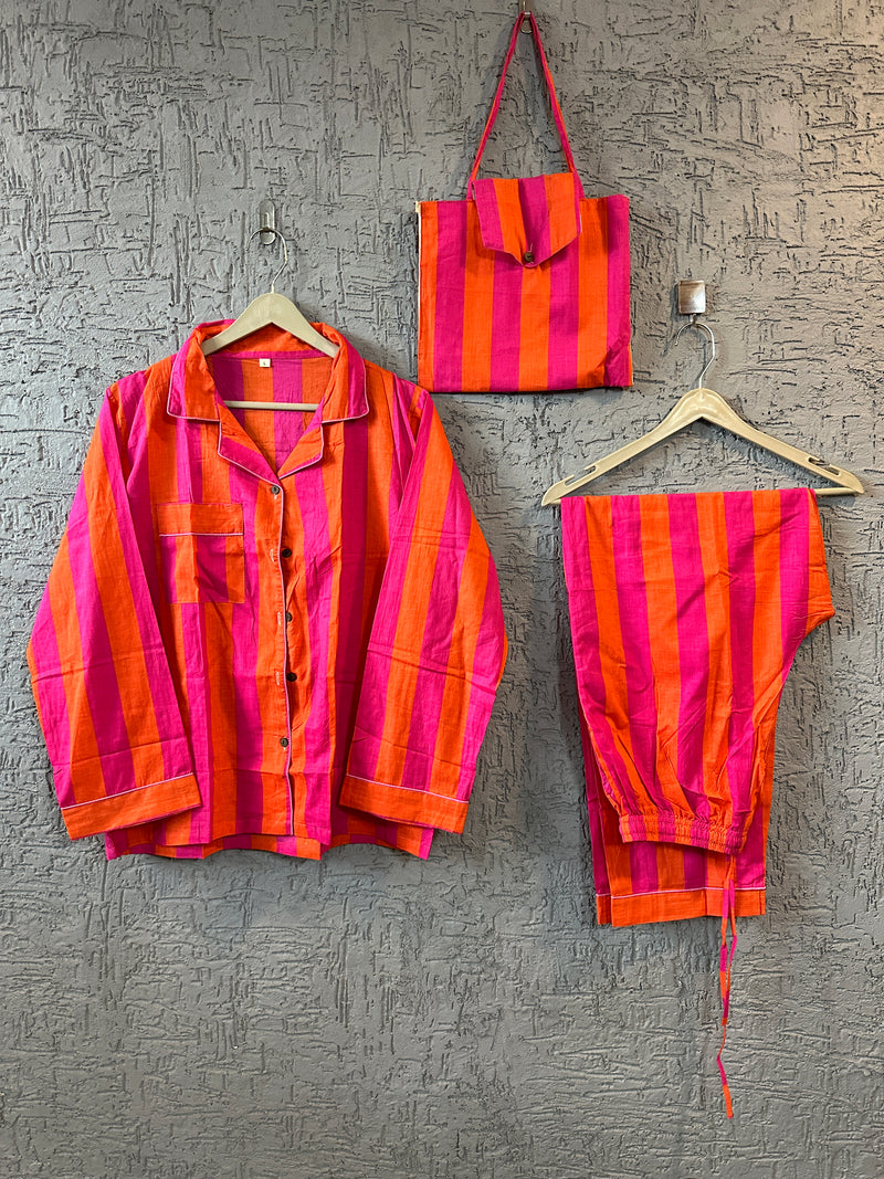 Handblock Cotton Pajama Set for Women – Soft Breathable Indian Nightwear – Handmade Jaipur Block Print Loungewear