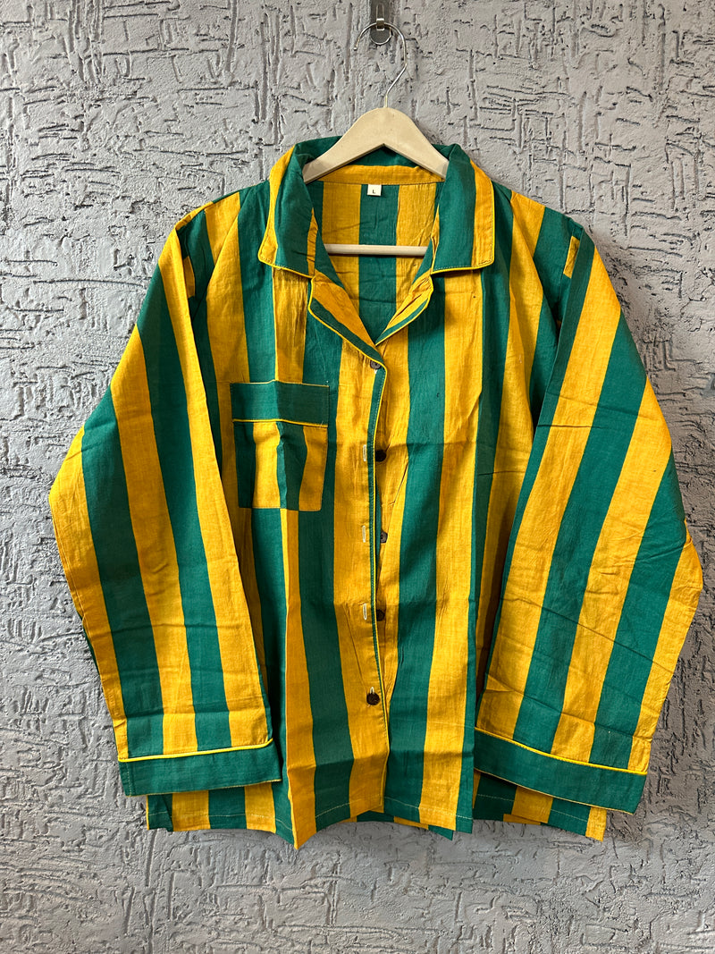 Striped Cotton Pajama Set | Handblock Print Nightwear | Jaipur