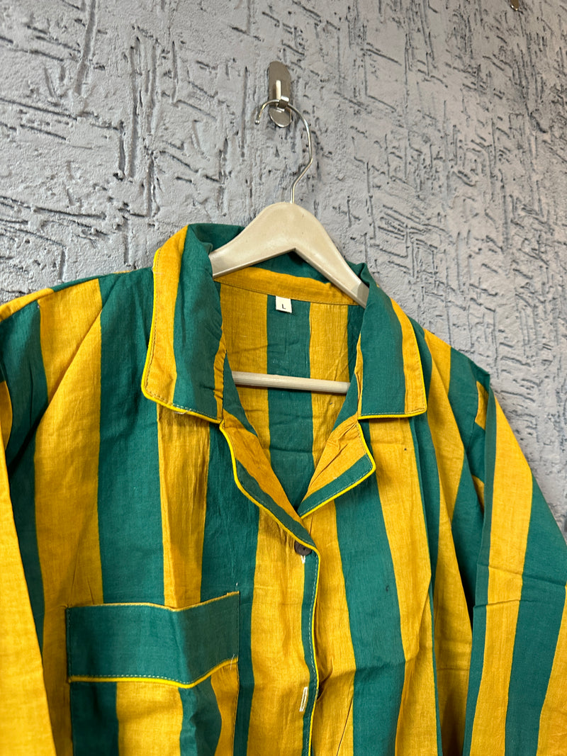 Striped Cotton Pajama Set | Handblock Print Nightwear | Jaipur