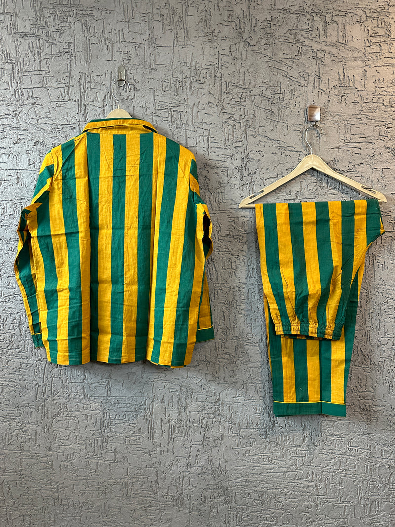 Striped Cotton Pajama Set | Handblock Print Nightwear | Jaipur