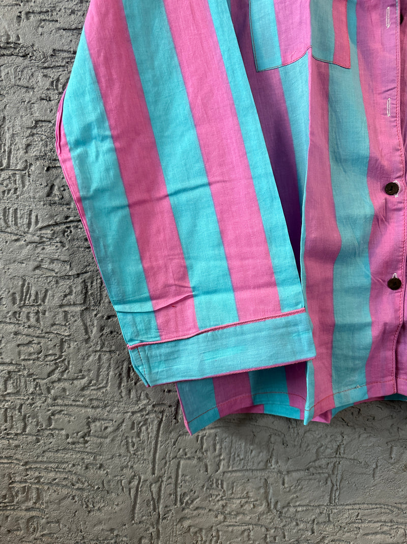 Jaipur Hand Printed Cotton Pajama Set | Striped Block Print Nightwear