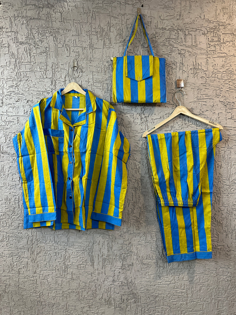 Cotton Pajama Set Jaipur Hand Printed | Indian Block Print Nightwear