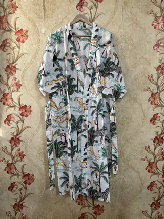 Safari Print Cotton Kimono Robe