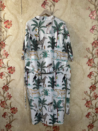 Safari Print Cotton Kimono Robe