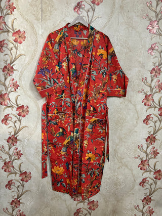 Handmade Bird Cotton Kimono Robe