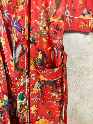 Handmade Bird Cotton Kimono Robe