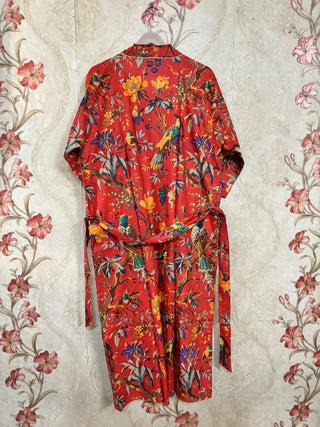 Handmade Bird Cotton Kimono Robe