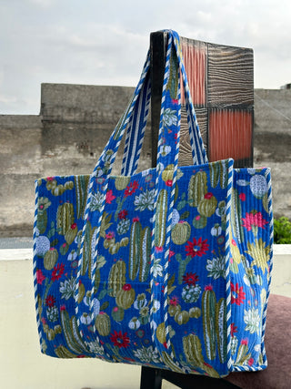 Blue Velvet Quilted Tote Bag