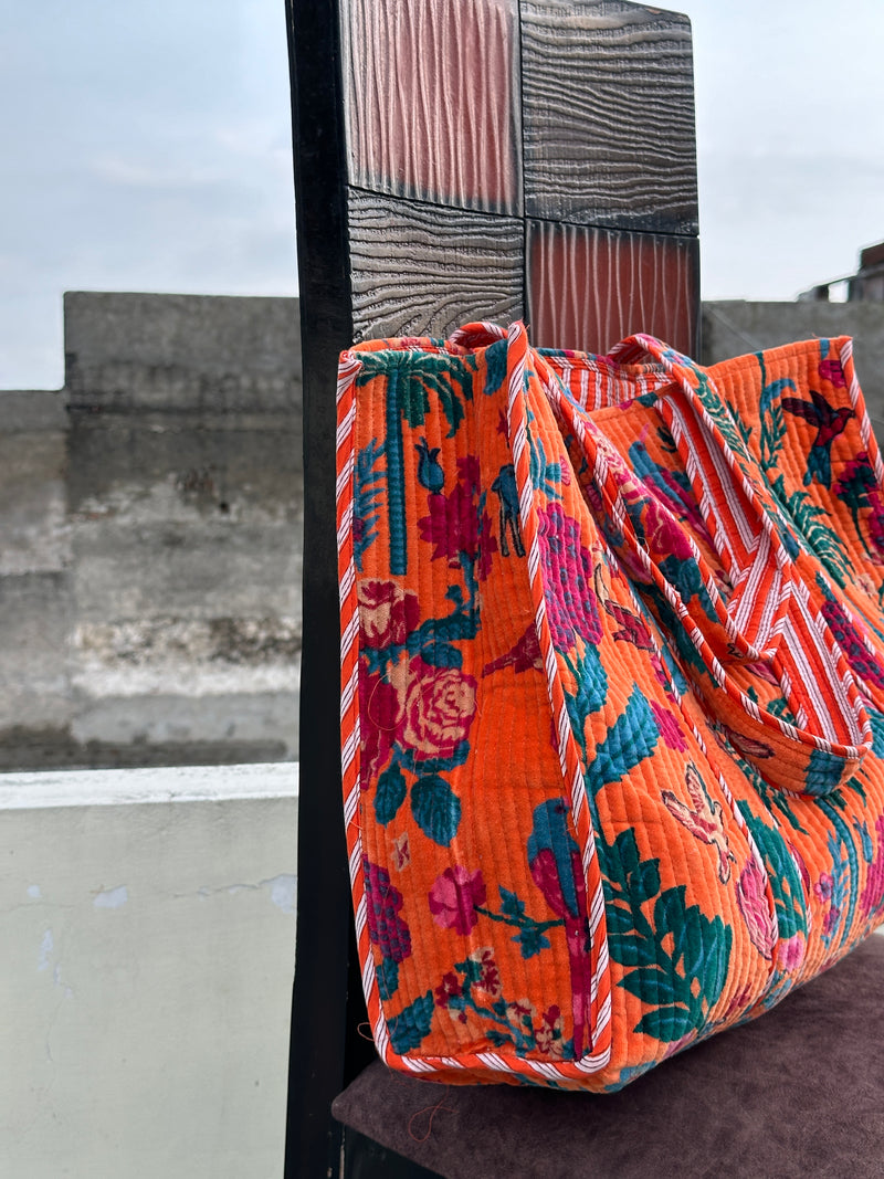 Velvet Quilted Tote Bag