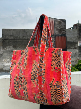 Tiger Print Velvet Tote