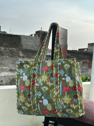 Green Velvet Tote Bag