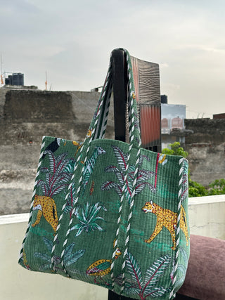 Green Jungle Safari Tote Bags